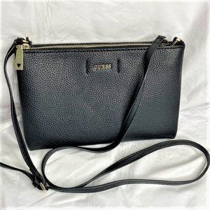 Guess Varsity Pop Small Pebbled Faux Leather Crossbody Bag, Black